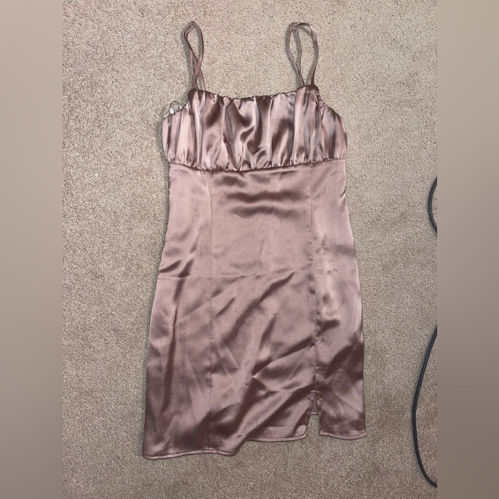 Forever 21 Satin Tan Slip Dress